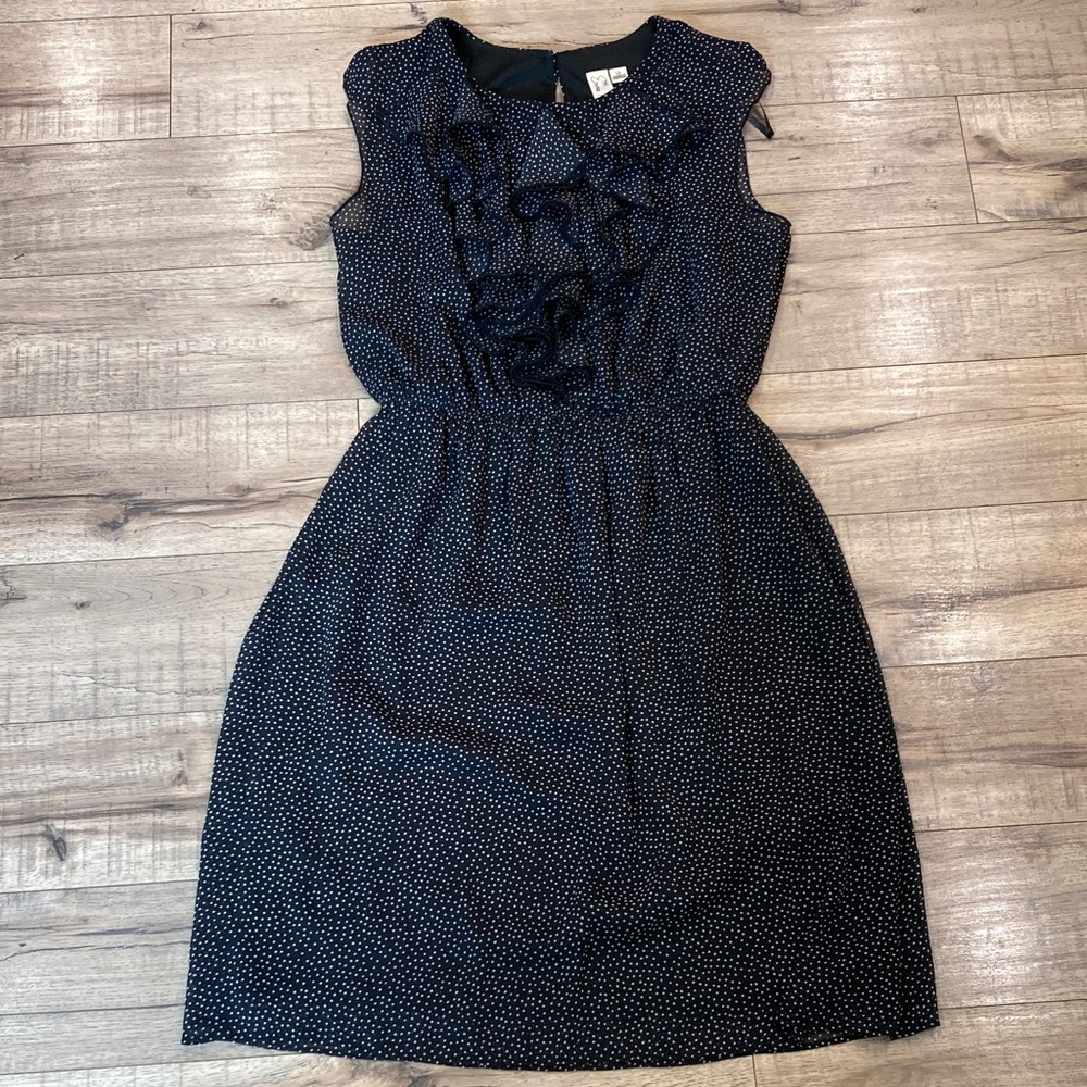 Emma & Michele Black & White Polka Dot Midi Dress size 10 Office Modest (P49)